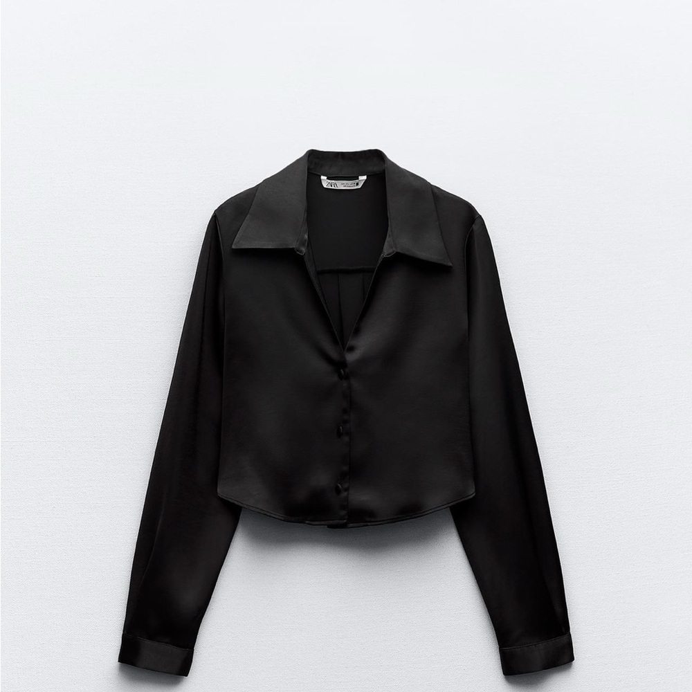 Zara Black Cropped Shirt